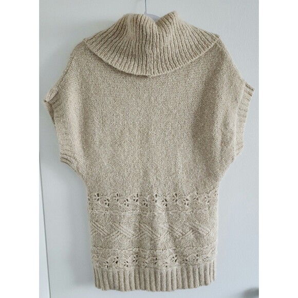 Kaisely Womens Wool Alpaca Blend Sweater Beige Cowl Neck Drop-Shoulder Size M - Picture 2 of 6
